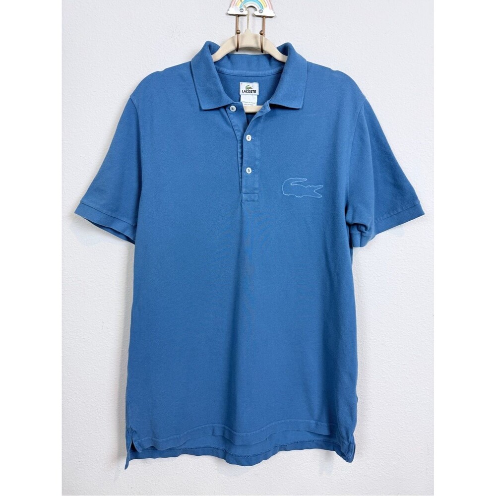 Lacoste Blue Short Sleeve Logo Outline Polo S